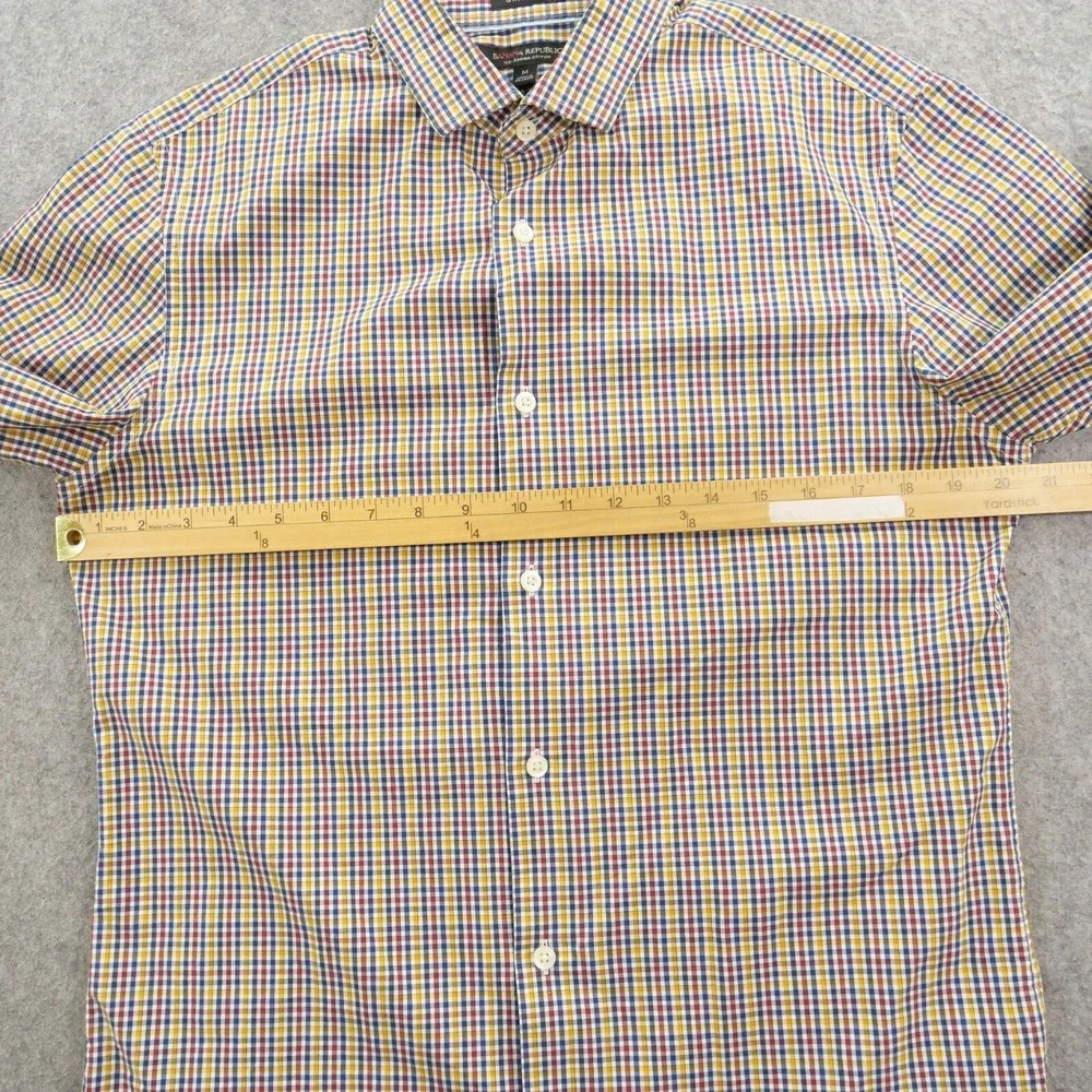 Banana Republic Shirt Mens Medium Red Blue Button Checks Long Sleeve